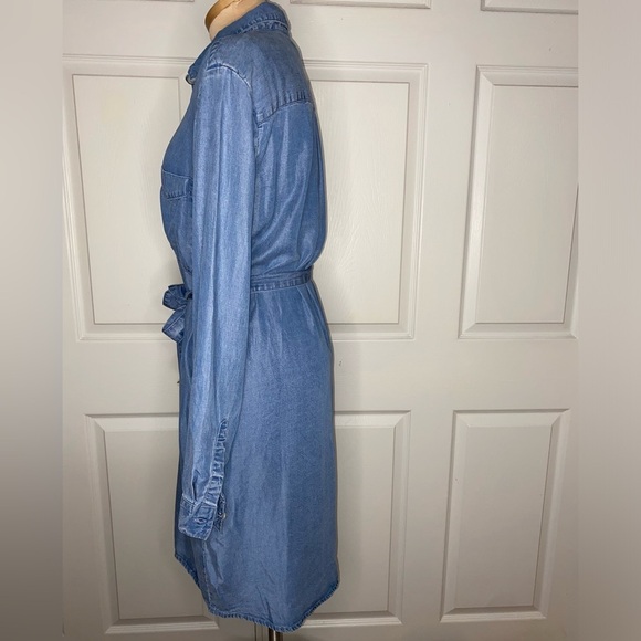 GAP Blue Denim Long Sleeve Jean Dress Size S Y2K Casual - Picture 3 of 7